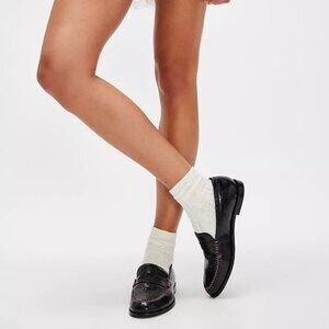 NWOT Free People Blanket Stitch Loafers in Black